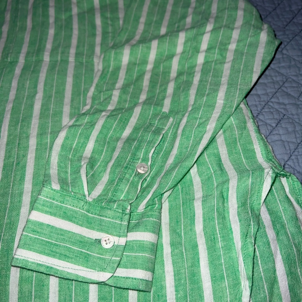 Aerie Linen Blend Long Sleeve Button Down Shirt And Shorts Set - Picture 3 of 13